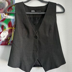 ZARA Charcoal Gray Tailored Vest | Button Front | Size S (US)